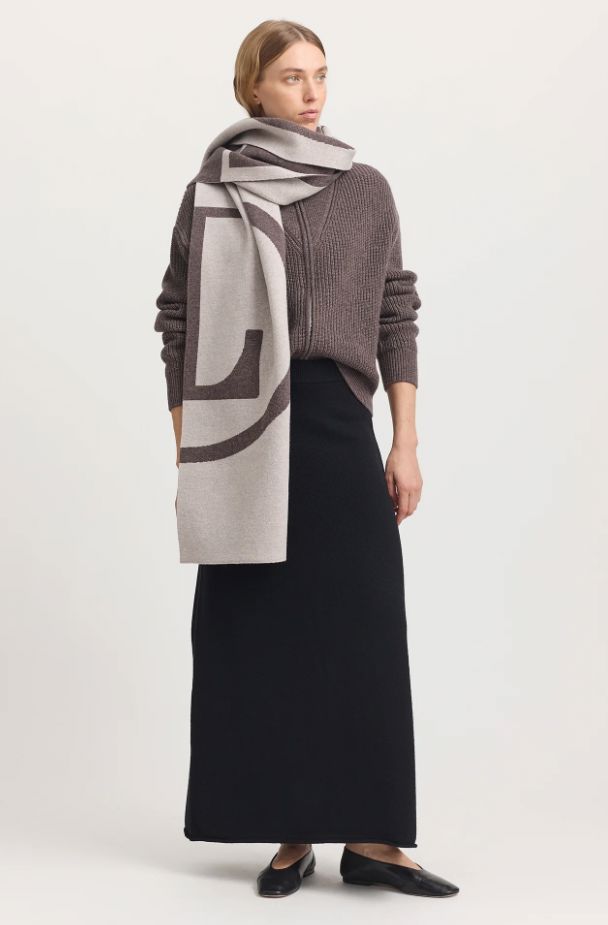 TOORALLIE WOOL LOGO SCARF WOOLSTATION - ACCESSORIES TOORALLIE MOCHA 