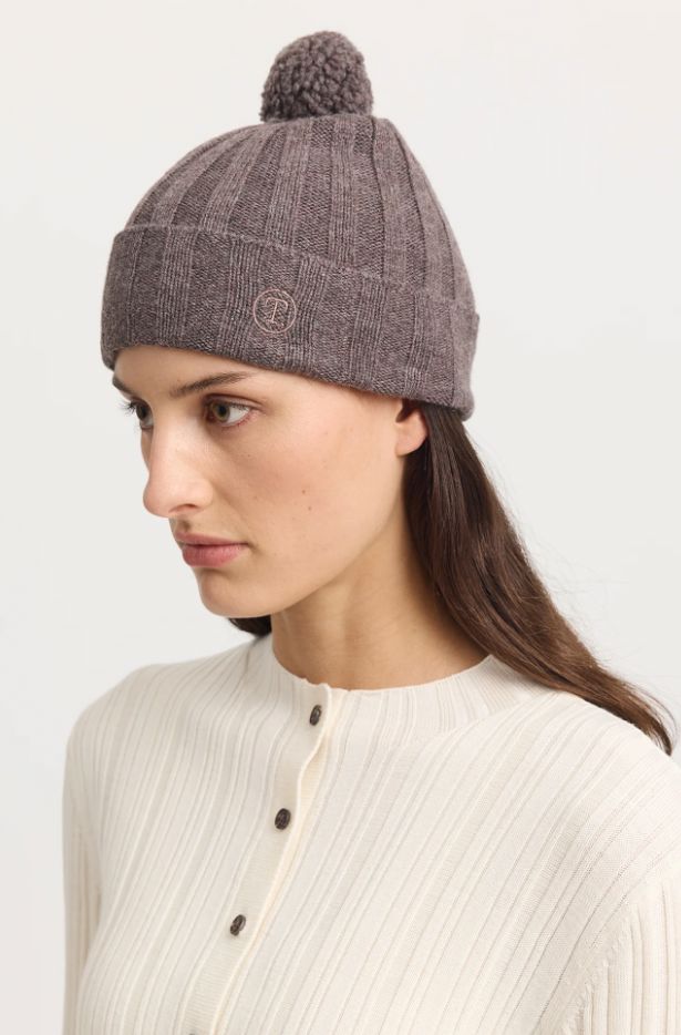 TOORALLIE WOOL POM POM BEANIE WOOLSTATION - ACCESSORIES TOORALLIE MOCHA 