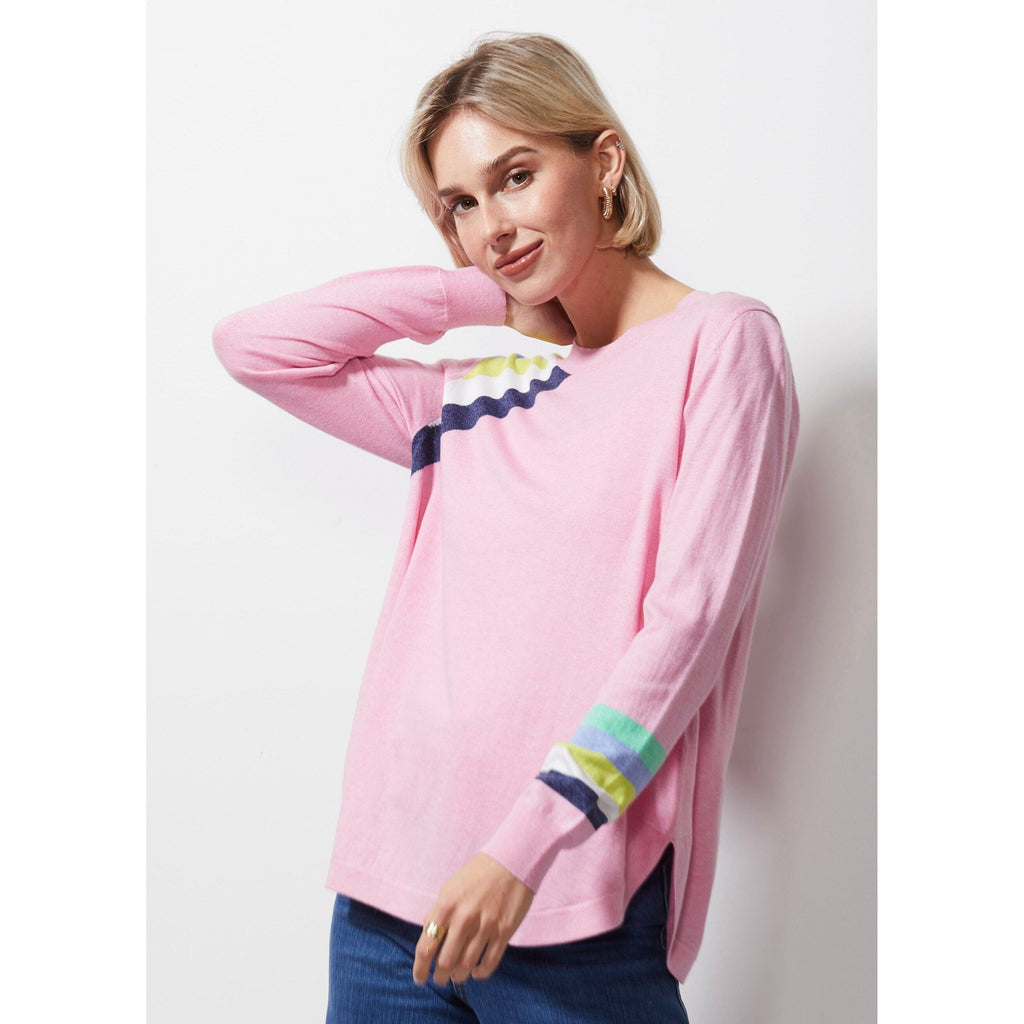 ZAKET AND PLOVER STRIPED CURVE JUMPER WOOLSTATION - CLOTHING Williams Woolshed 