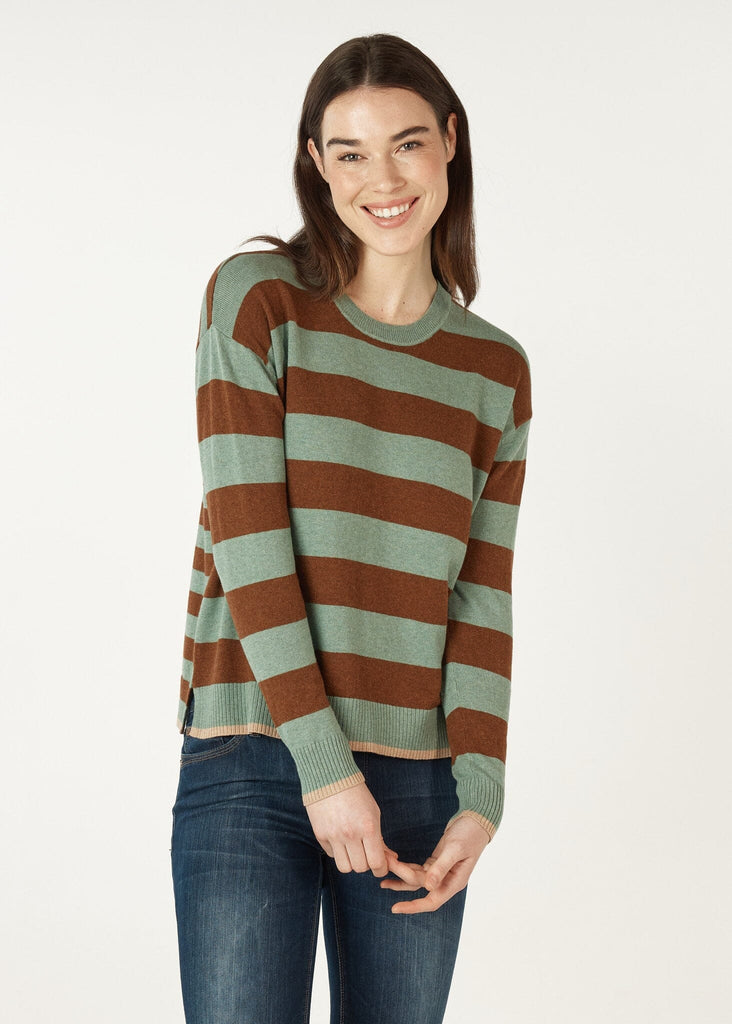 ZAKET & PLOVER BLOCK STRIPE CREW JUMPER WOOLSTATION - CLOTHING ZAKET AND PLOVER 