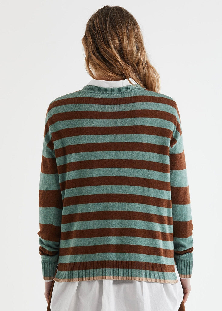 ZAKET & PLOVER BLOCK STRIPE CREW JUMPER WOOLSTATION - CLOTHING ZAKET AND PLOVER 