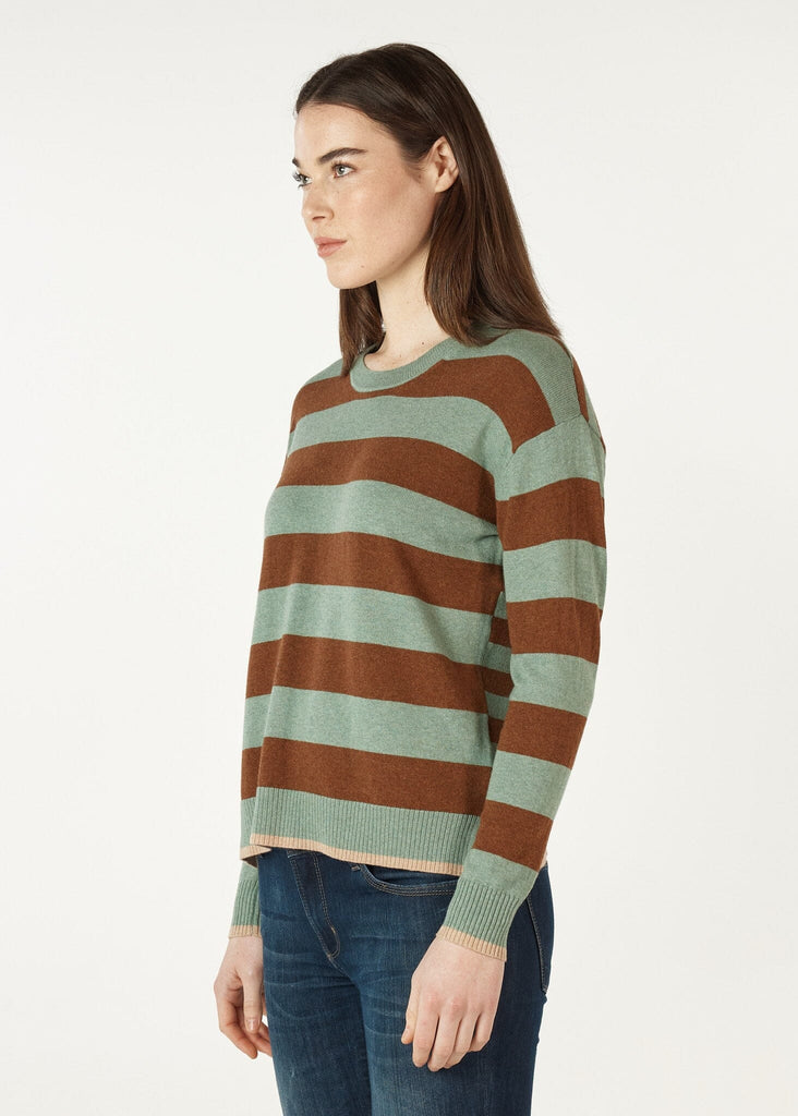 ZAKET & PLOVER BLOCK STRIPE CREW JUMPER WOOLSTATION - CLOTHING ZAKET AND PLOVER 