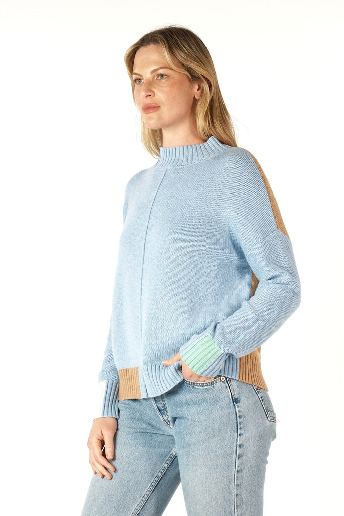 ZAKET & PLOVER COLOUR BLOCK TRIM JUMPER WOOLSTATION - CLOTHING ZAKET AND PLOVER 