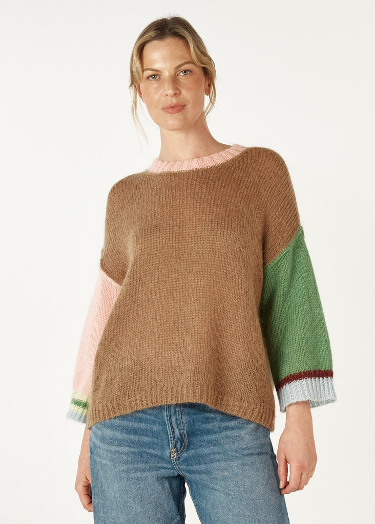 ZAKET & PLOVER MOHAIR COLOR BLOCK JUMPER WOOLSTATION - CLOTHING ZAKET AND PLOVER L Caramel 