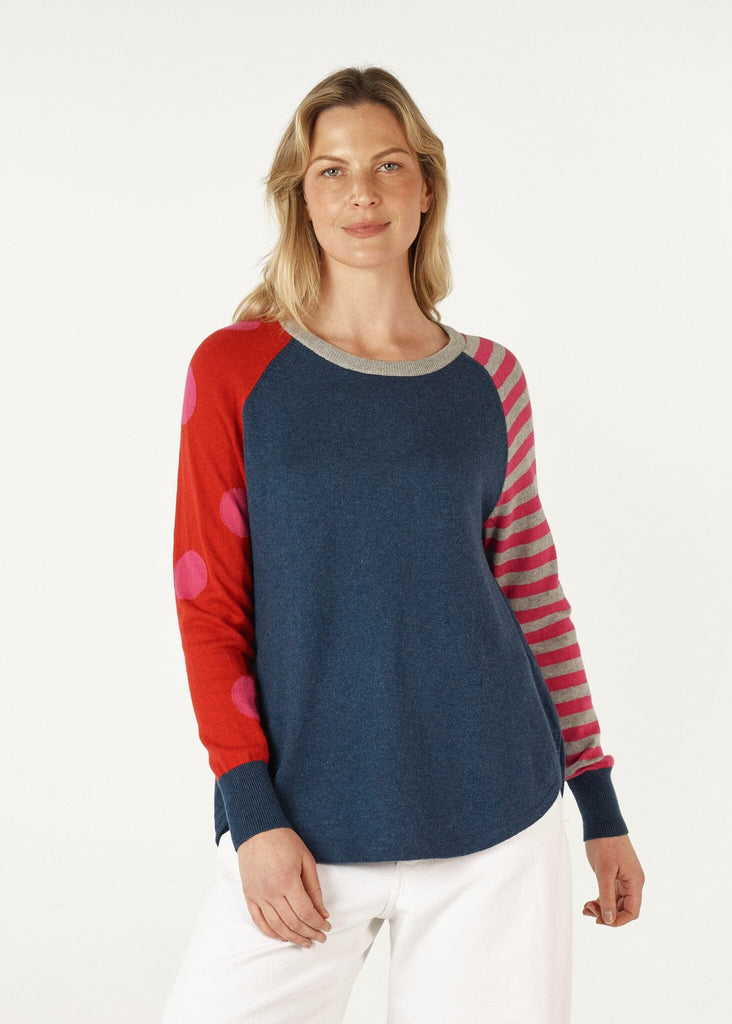 ZAKET & PLOVER SPOT AND STRIPE CREW JUMPER WOOLSTATION - CLOTHING ZAKET AND PLOVER 