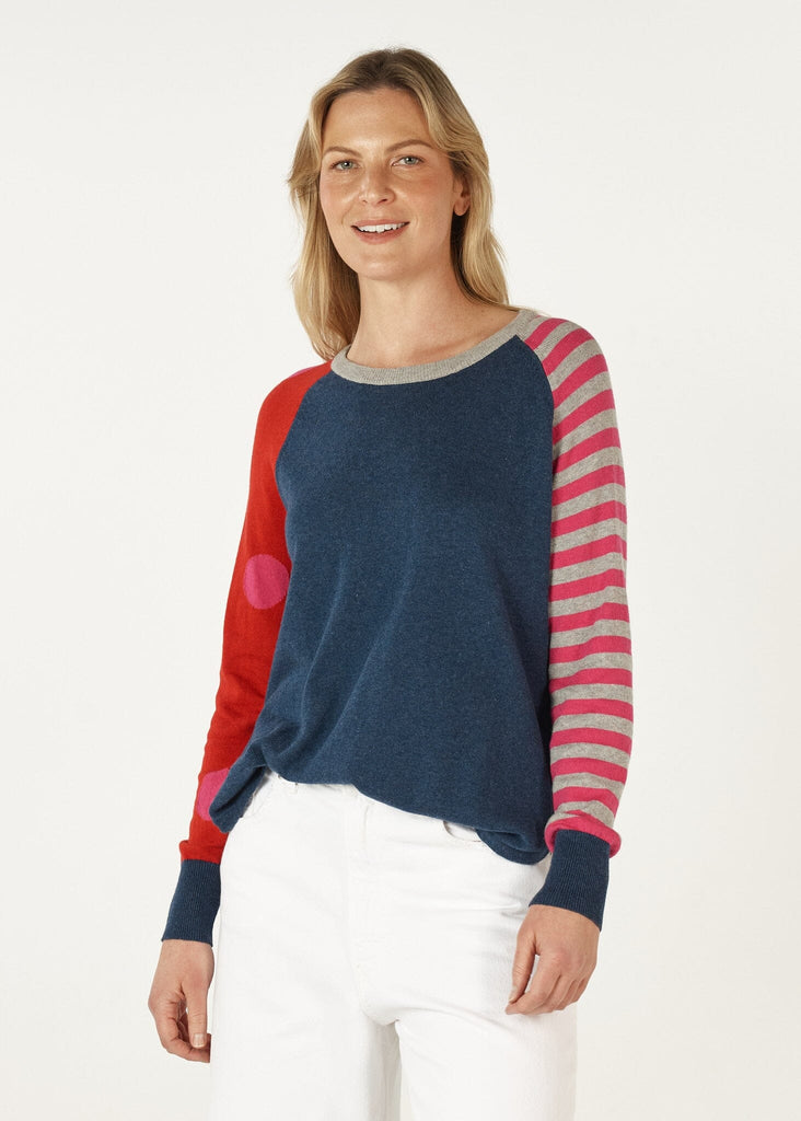 ZAKET & PLOVER SPOT AND STRIPE CREW JUMPER WOOLSTATION - CLOTHING ZAKET AND PLOVER 