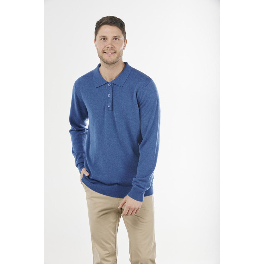 BRIDGE AND LORD 3 BUTTON POLO WOOLSTATION - CLOTHING BRIDGE AND LORD 3XL Blue 