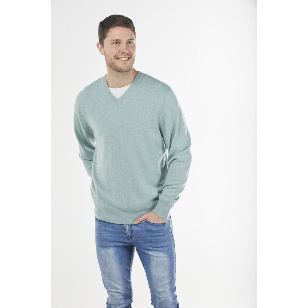 BRIDGE AND LORD ESSENTIAL VEE NECK PULLOVER WOOLSTATION - CLOTHING BRIDGE AND LORD 3XL SAGE LEAF 