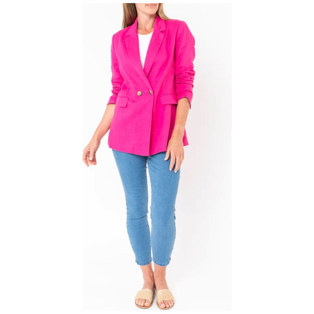 JUMP LINEN BLAZER WOOLSTATION - CLOTHING JUMP 10 MAGENTA 