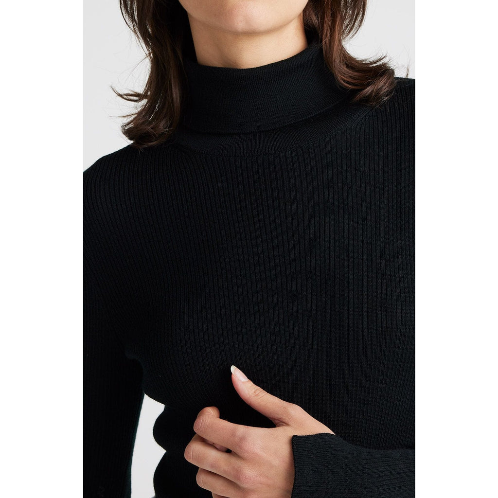 TOORALLIE FINE RIB TURTLENECK WOOLSTATION - CLOTHING TOORALLIE 10 BLACK 